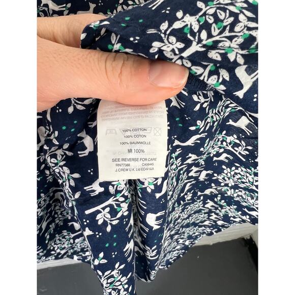 J. Crew Women's Allover Novelty Deer Trees Popover Button Up Blouse Size 2P - Picture 4 of 6